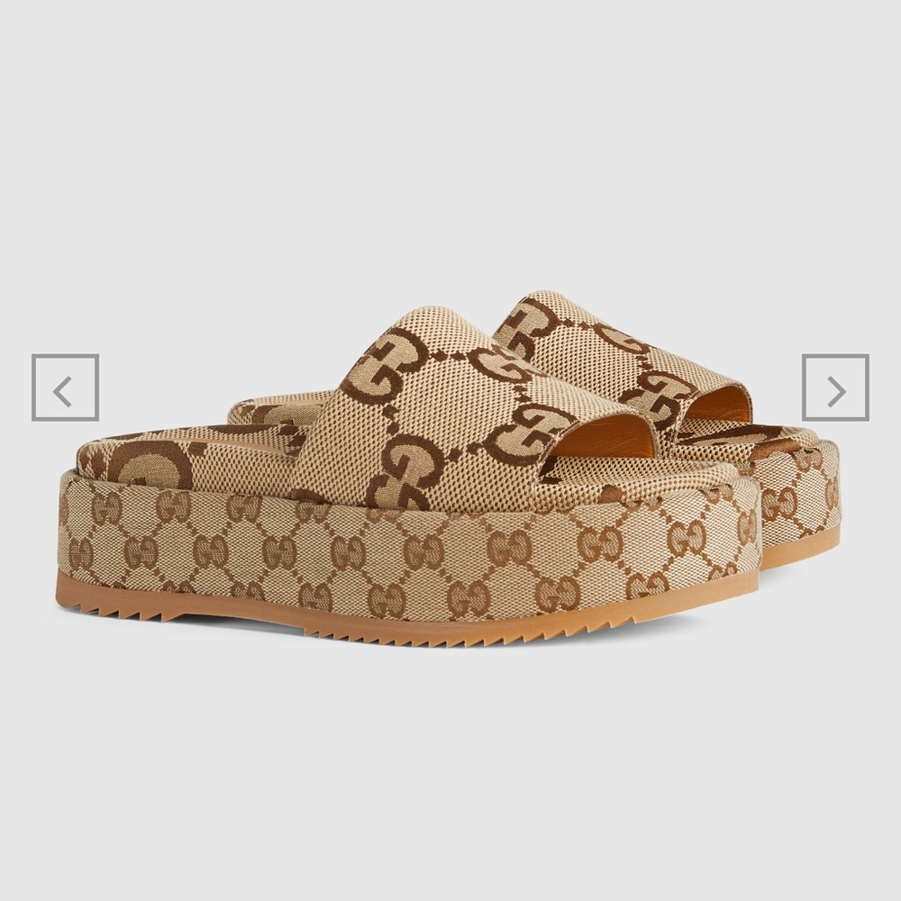 Gucci Logo Brown Slide Sandals